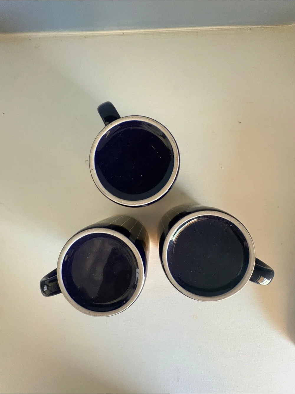 The Ritz-Carlton Logo Coffee Mugs Set of 3 Blue Gold